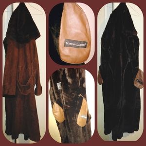 Marco Gianotti Brown Genuine Shearling Hooded Coat